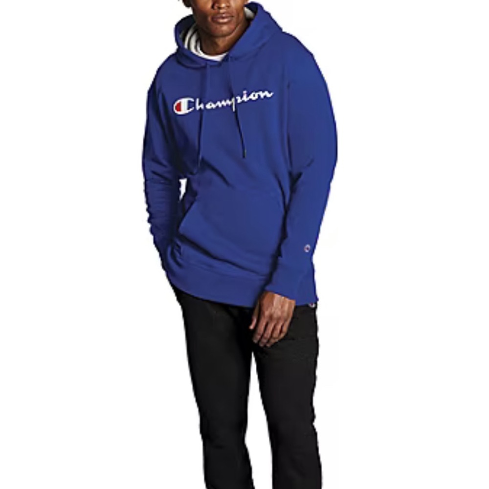 Men’s champion hoodie size small color blue
